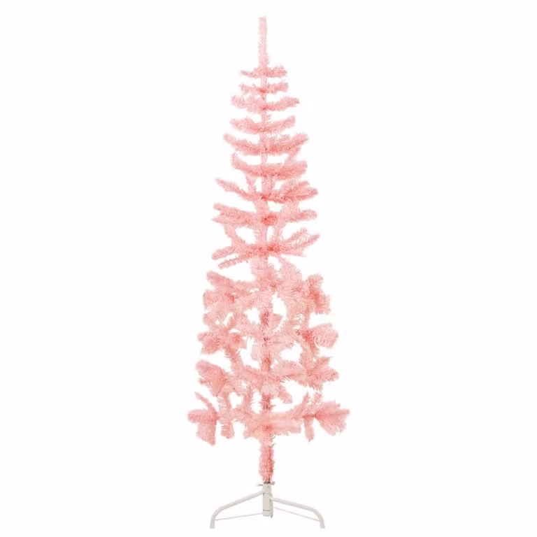 Maison Exclusive - Albero di Natale artificiale a metà, con base, forma slanciata, colore rosa, altezza 150 cm