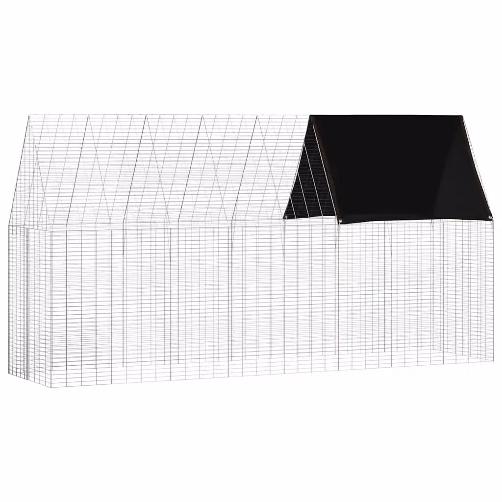 Gabbia per conigli vidaXL in acciaio zincato argento L: 400 cm, P: 100 cm, H: 210 cm – 2