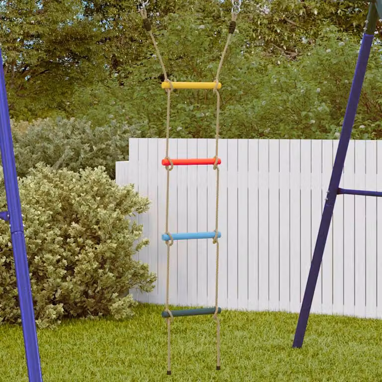 vidaXL Scala di Corda per Bambini con 4 Pioli in Plastica Multicolore