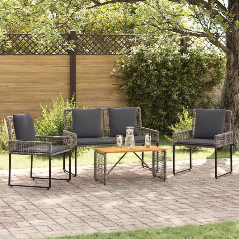 Maison Exclusive - Set di mobili da giardino con cuscini in acciaio