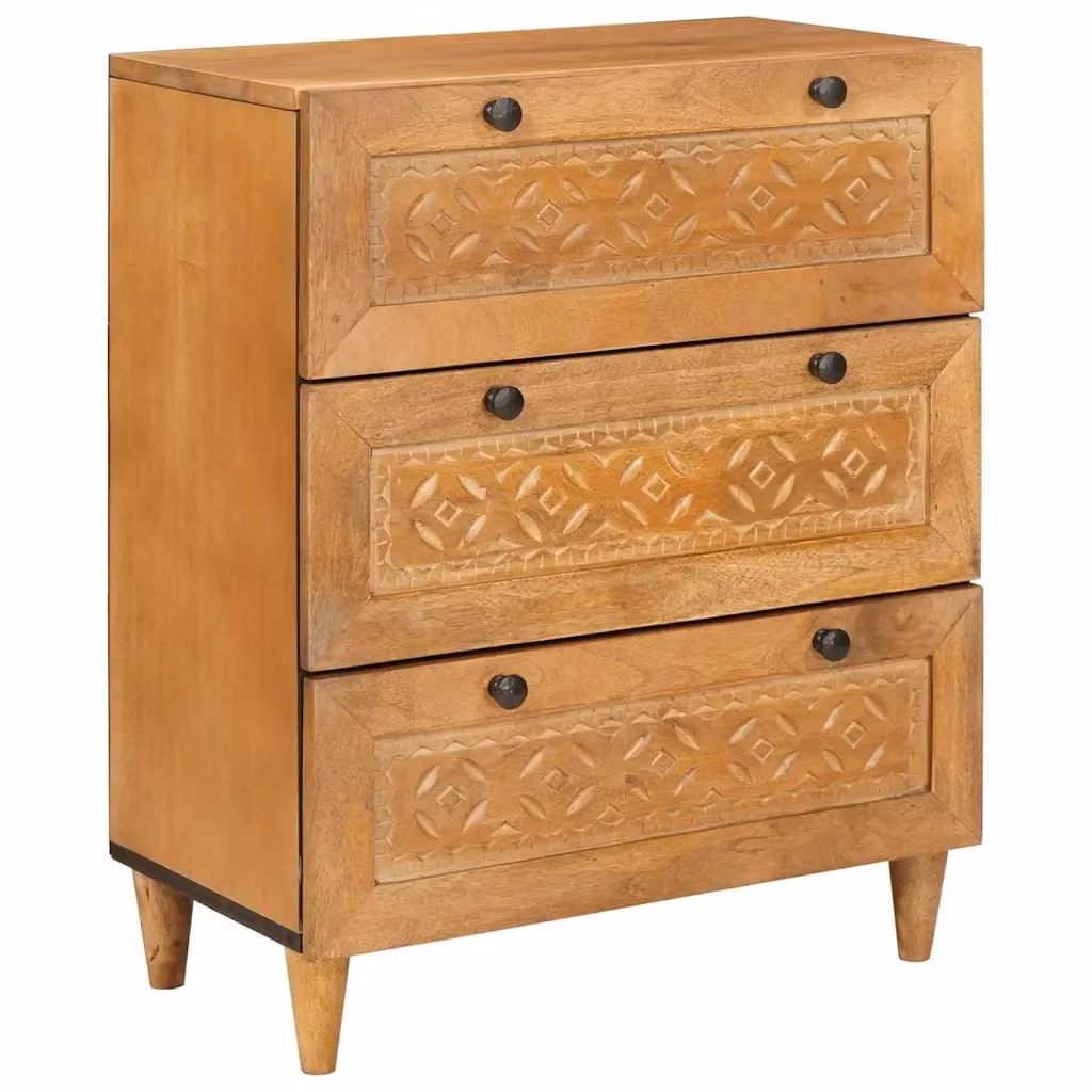 Set di 2 credenze vidaXL in legno massello di mango marrone L: 120 cm, P: 33 cm, H: 75 cm – 2
