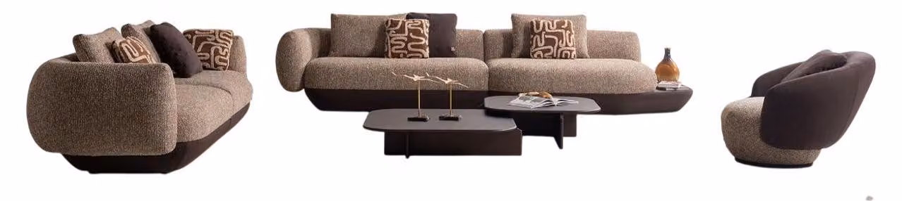 Stilvolle Beige Sofagarnitur Relaxsofa Designer 4-Sitzer Couchtisch