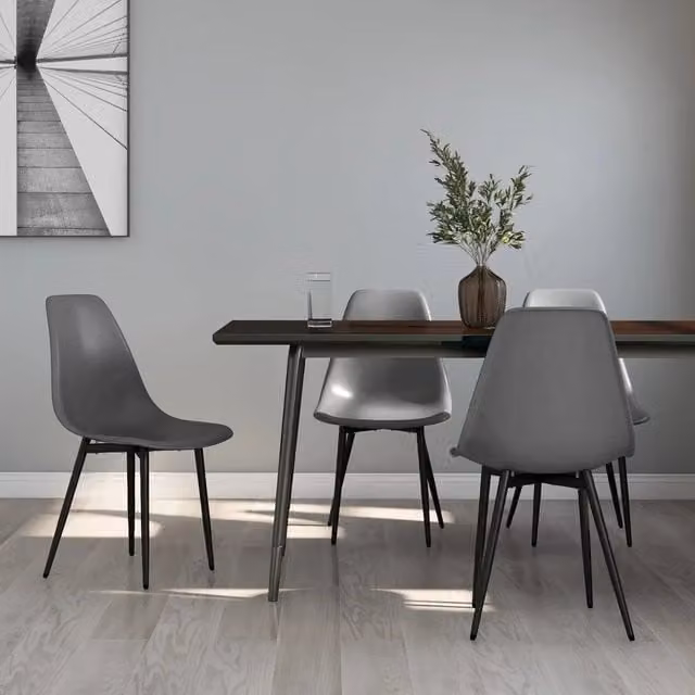 Set di 4 sedie da pranzo vidaXL in plastica e metallo grigie con design minimalista opaco