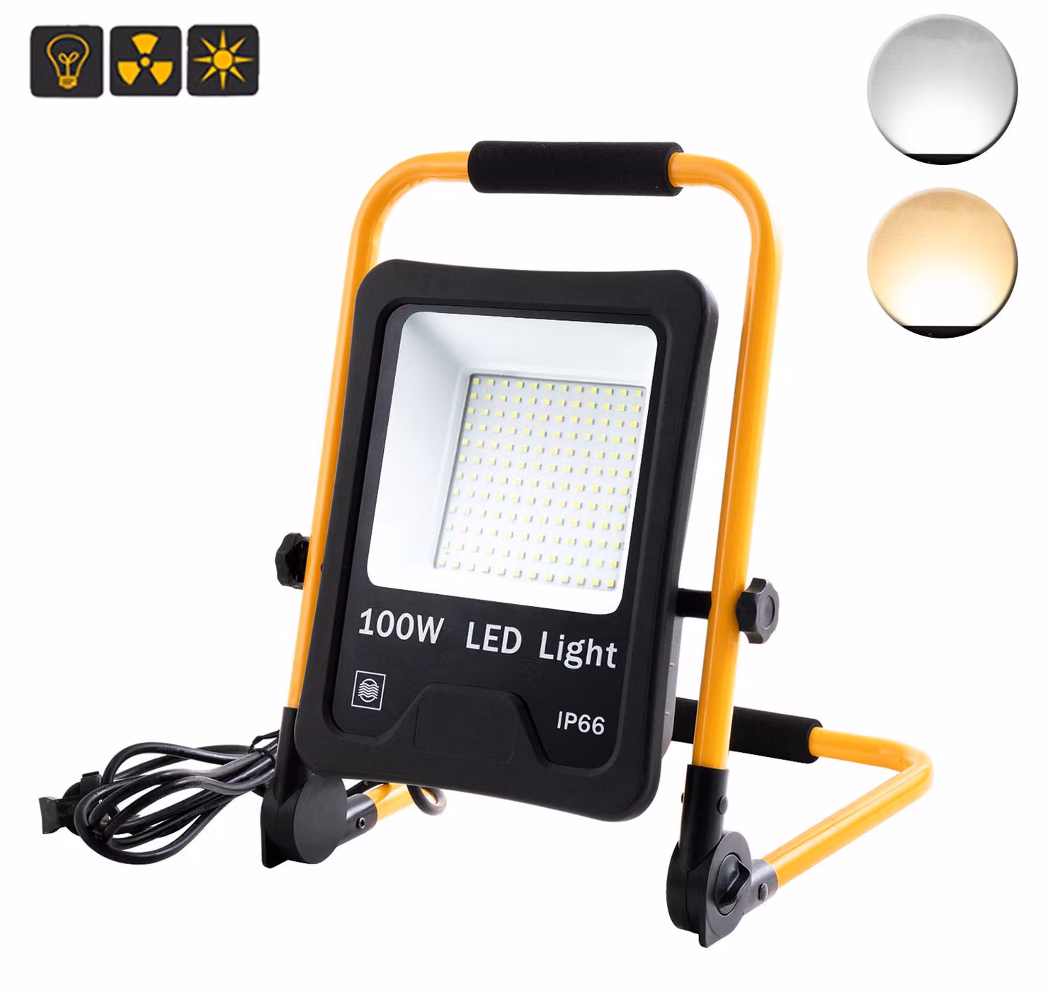 VA-Cerulean, faretto LED da 100W, set da 2, luce calda 3000K, grado di protezione IP66, faretto da cantiere, lampada da lavoro