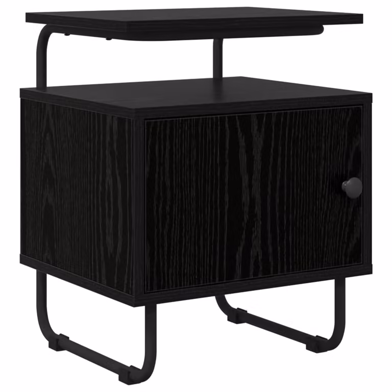 Armadio da notte vidaXL moderno in legno ingegnerizzato e metallo, colore nero e marrone rovere