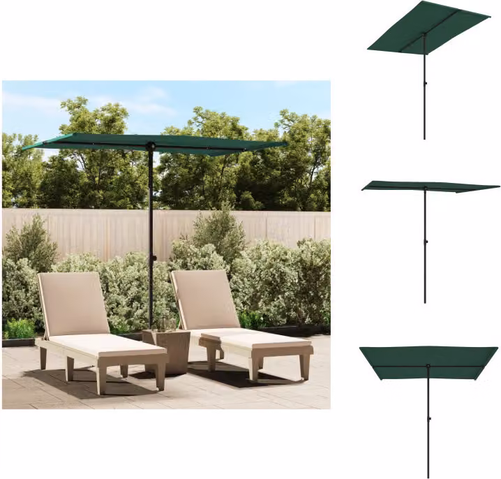 vidaXL Ombrellone con asta in alluminio 2x1,5 m verde - Ombrelloni e tende da sole