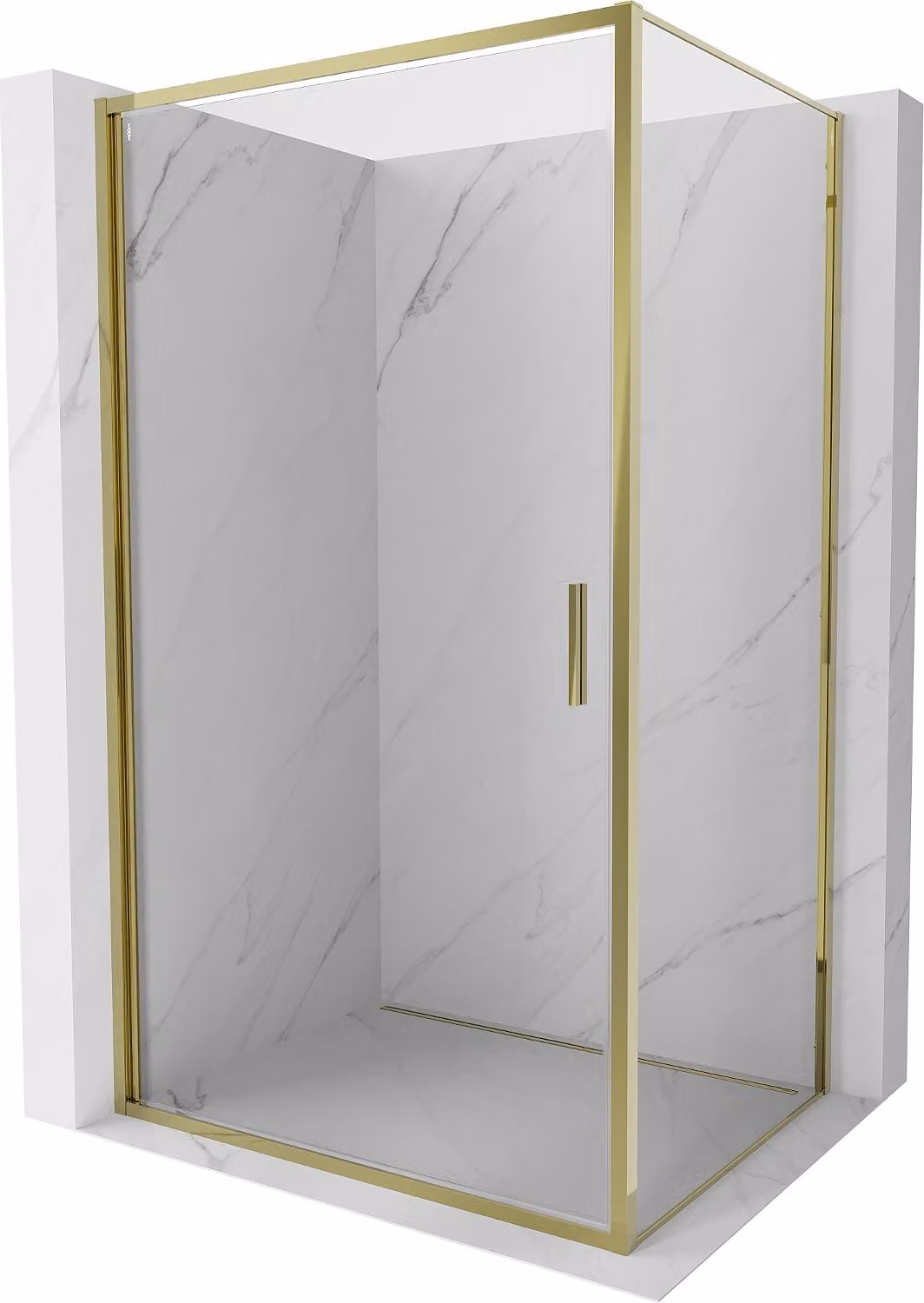 Mexen Exo cabina doccia a battente 85 x 75 cm, trasparente, oro - 817-085-075-50-00