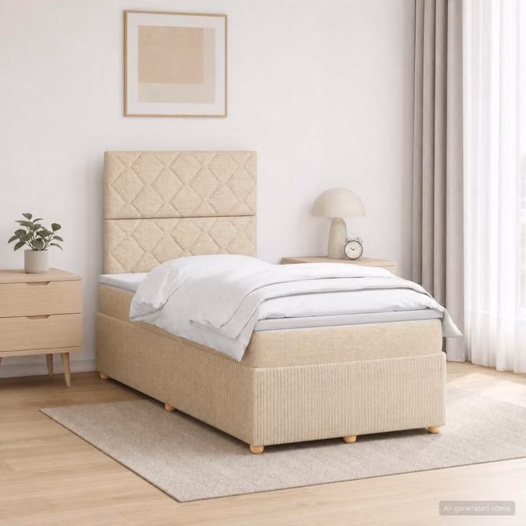 Maison Exclusive - Letto boxspring a LED con materasso color crema 120 x 190 cm in tessuto