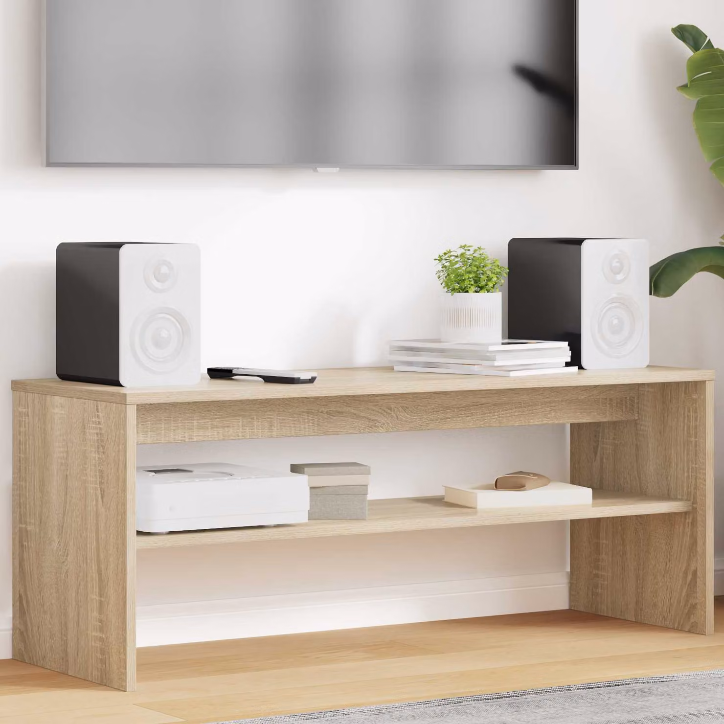 Mobile TV vidaXL in legno ingegnerizzato Rovere Sonoma, marrone, L 100 x P 35 x H 40 cm