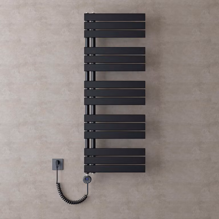 doporro Scaldasalviette Elettrico Bagno con Termostato Digitale e Funzione Timer 131x50cm 1000W Antracite, Termoarredo Elettrico Temperatura Regolabile, Radiatore da Parete Verticale - FN