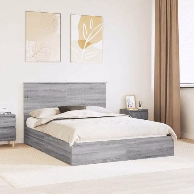 Letto con Contenitore con cassetto Grigio Sonoma 150 x 200 cm 3411199