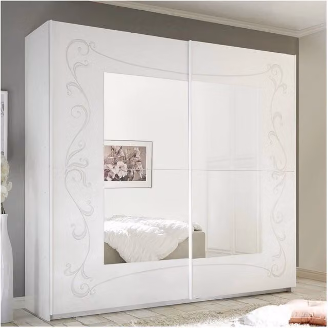 Armadio Ararat con ante scorrevoli moderno bianco e argento L: 243 cm, P: 64 cm, H: 230 cm