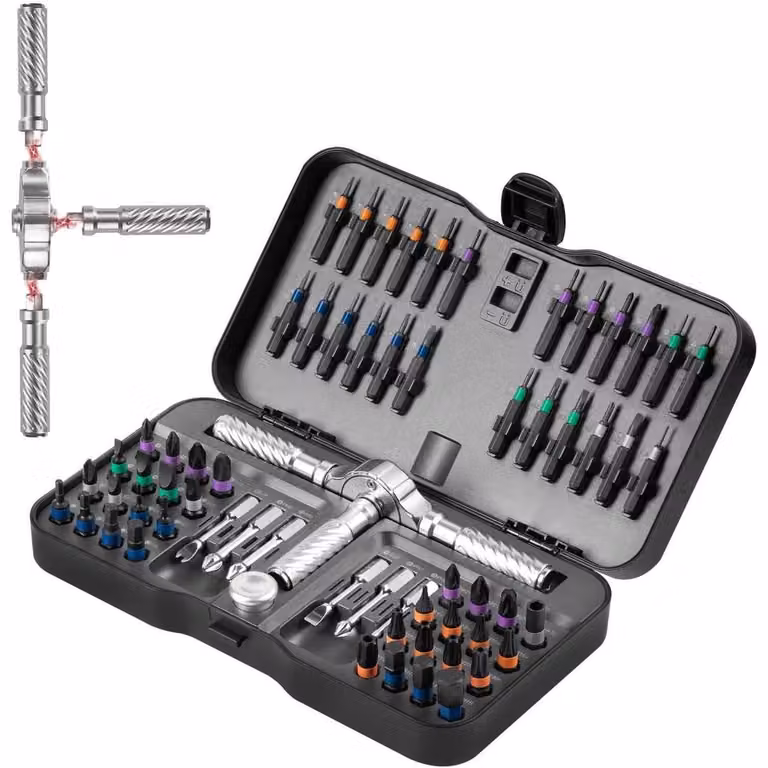 Set di cacciaviti a raggio variabile, 66 pezzi, con punta magnetica in acciaio S2, albero flessibile, ideale per mobili ed elettronica