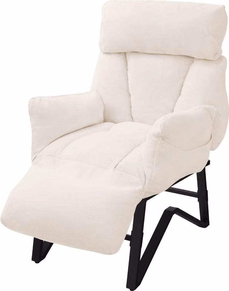 Poltrona reclinabile ML-Design, poltrona relax per il soggiorno, poltrona TV con schienale, braccioli e poggiapiedi regolabili, poltrona da lettura, color beige