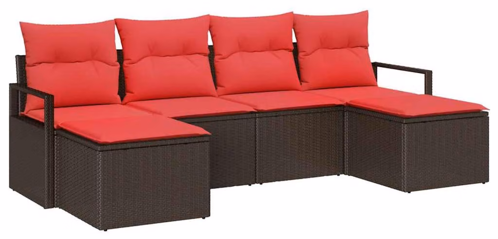 Set di divani 6 pcs Marrone polyrattan