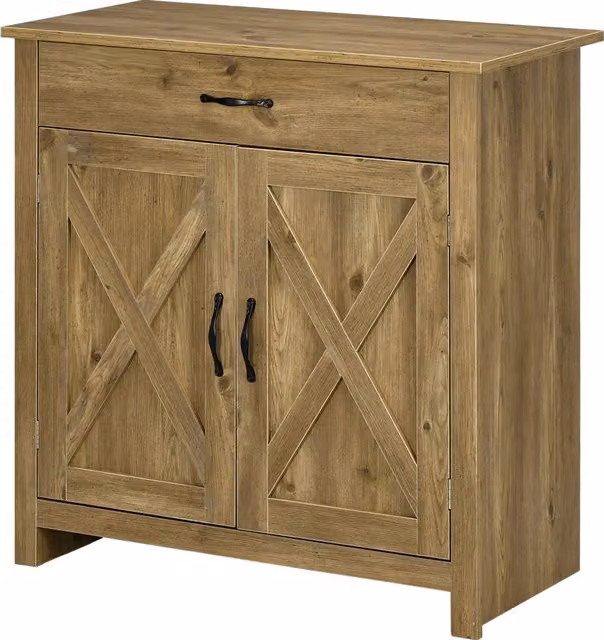 Credenza Cucina Country HOMCOM con Armadietto a 2 Ante e Cassetto, Colore Legno Marrone, L: 80 cm, P: 39.7 cm, H: 80 cm