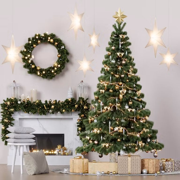 Albero di Natale artificiale NK10 abete con supporto 150 cm Albero di Natale abete 6073
