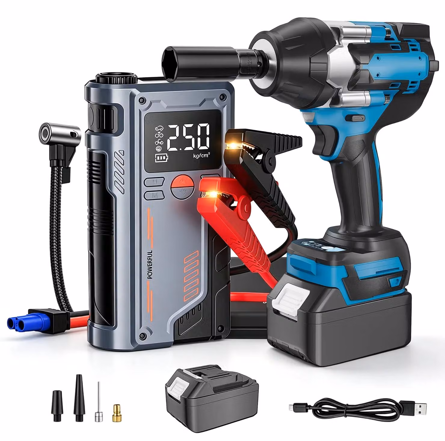 Avvitatore a impulsi, power bank multifunzione, elevata coppia di serraggio, 2-in-1