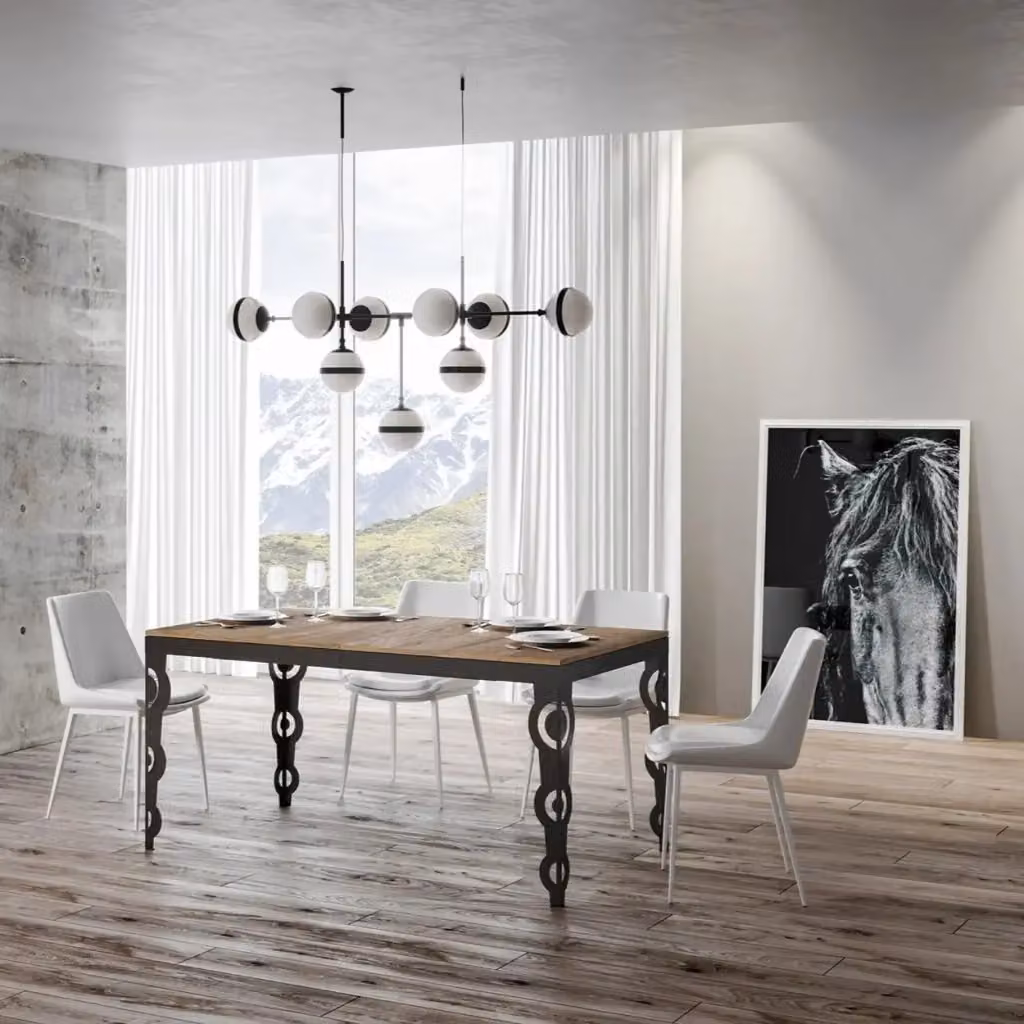 Tavolo allungabile Itamoby Evolution moderno in finitura quercia e telaio antracite L/P/H: 160-264 x 90 x 77 cm – 2