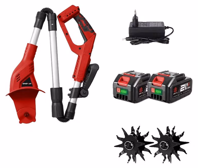Frantoio per giardino, motore brushless, larghezza di taglio di 200 mm, set di 2 batterie