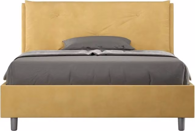 BS COM Letto matrimoniale francese senza rete imbottito 140x190 microfibra ocra Large