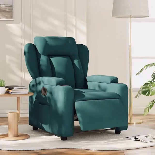 Poltrona Elettrica Reclinabile-Divano Sedia Verde Scuro in Tessuto 898919