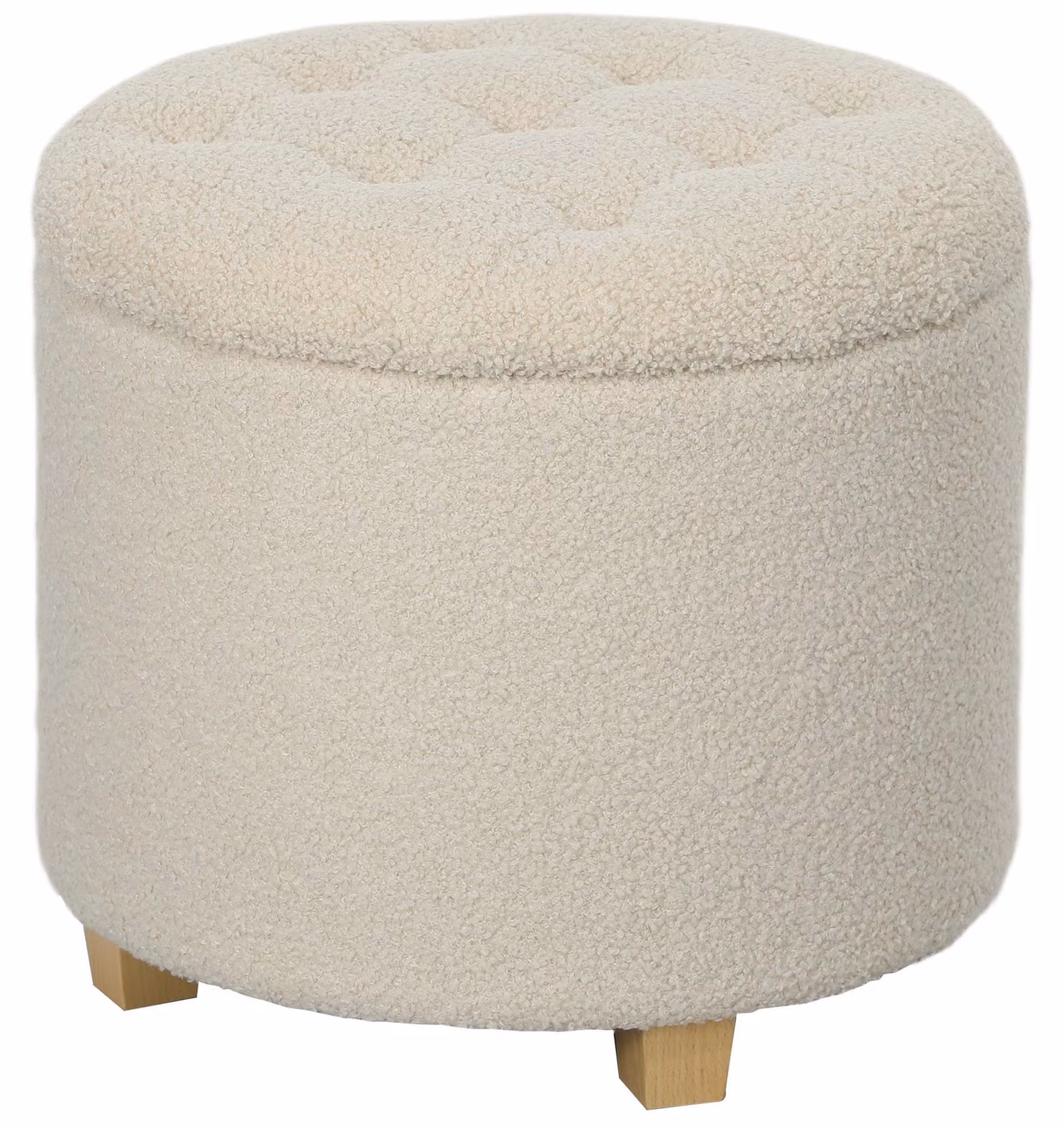 Tavolino rotondo con coperchio e gambe in legno | Colore: Marrone | Dimensioni: 45x45x41 cm