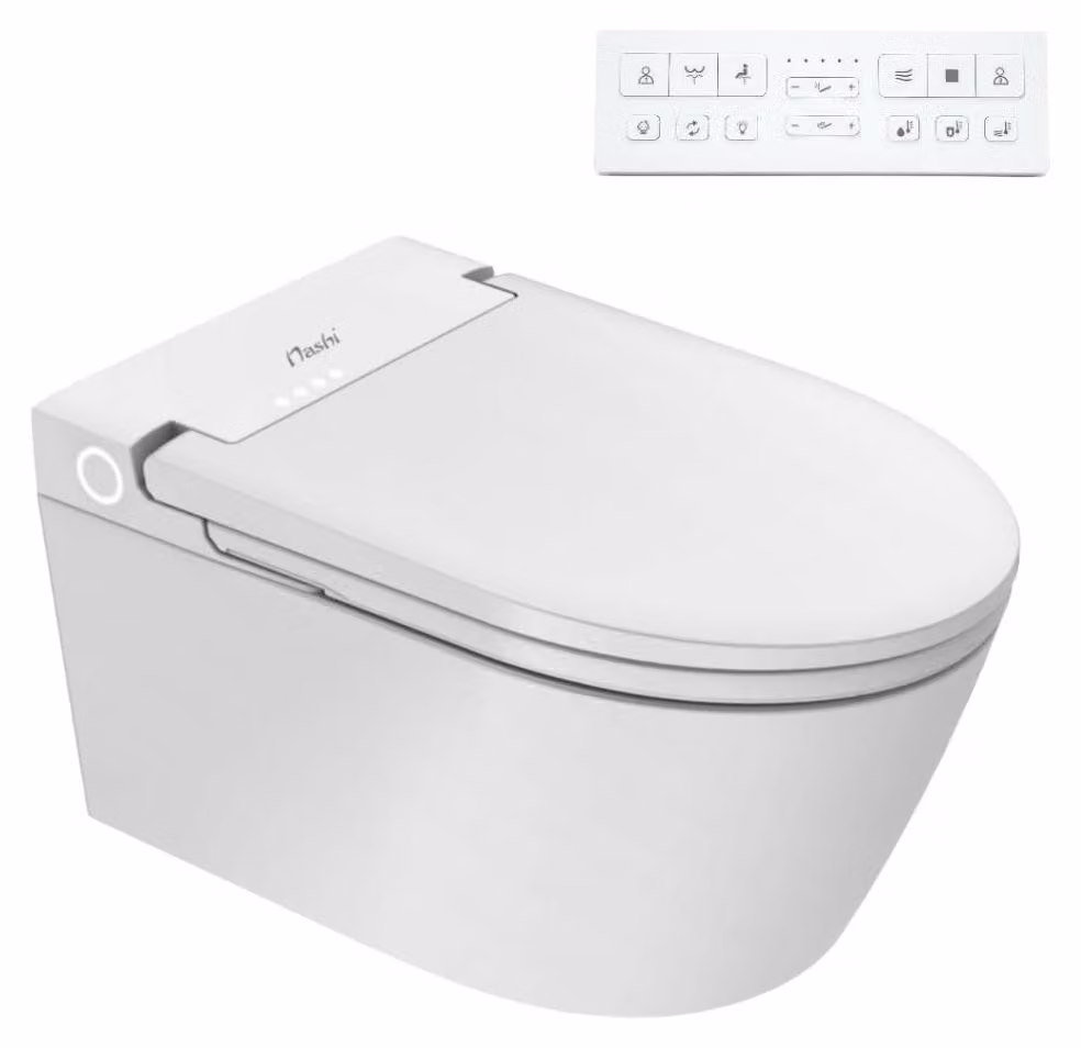 WC giapponese con bidet, sedile riscaldato, funzione di asciugatura e lampada da comodino