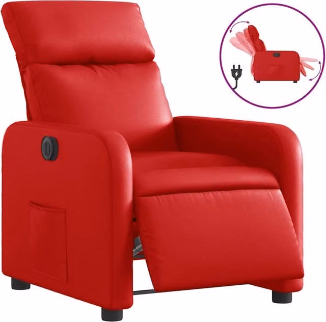 Poltrona | Sedia Relax Reclinabile Elettrica Rossa in Similpelle