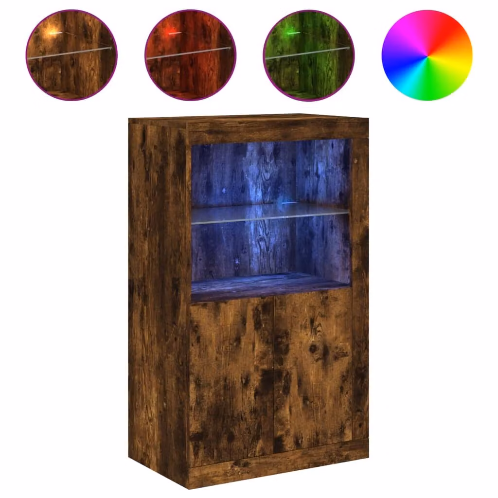Armadietto con Luci LED Rovere Fumo in Legno Multistrato