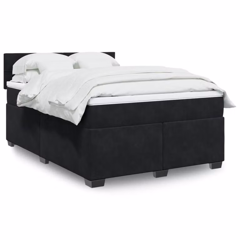 vidaXL Giroletto a Molle con Materasso in Velluto Nero L: 160 cm, P: 200 cm