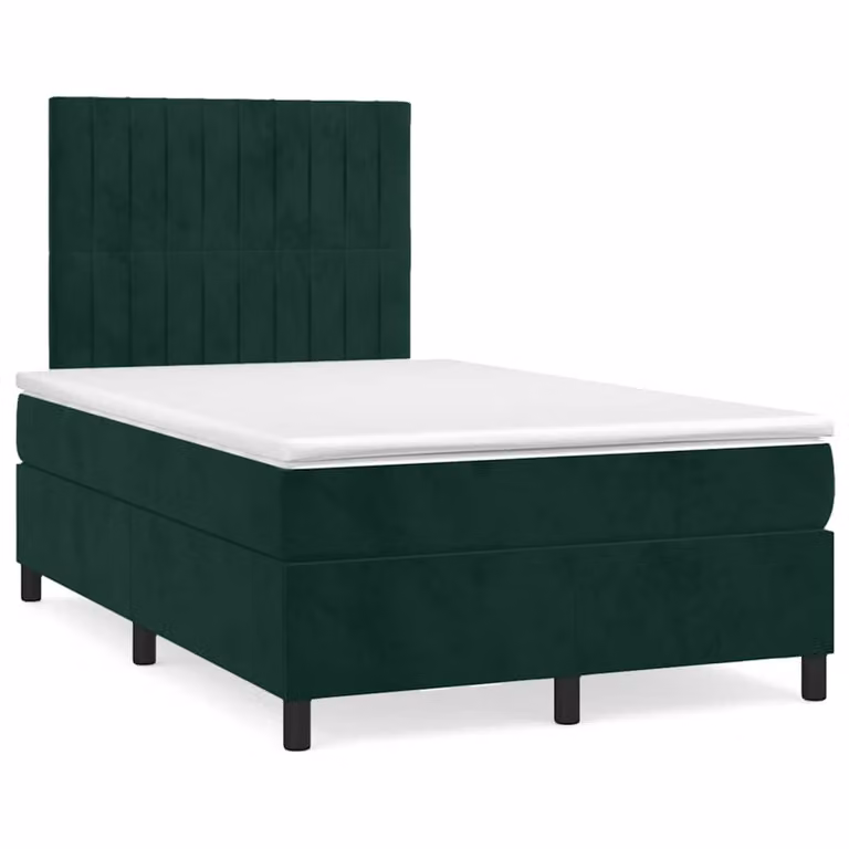 Giroletto a Molle con Materasso vidaXL in Velluto Verde e Bianco L/P/H: 120 x 200 cm