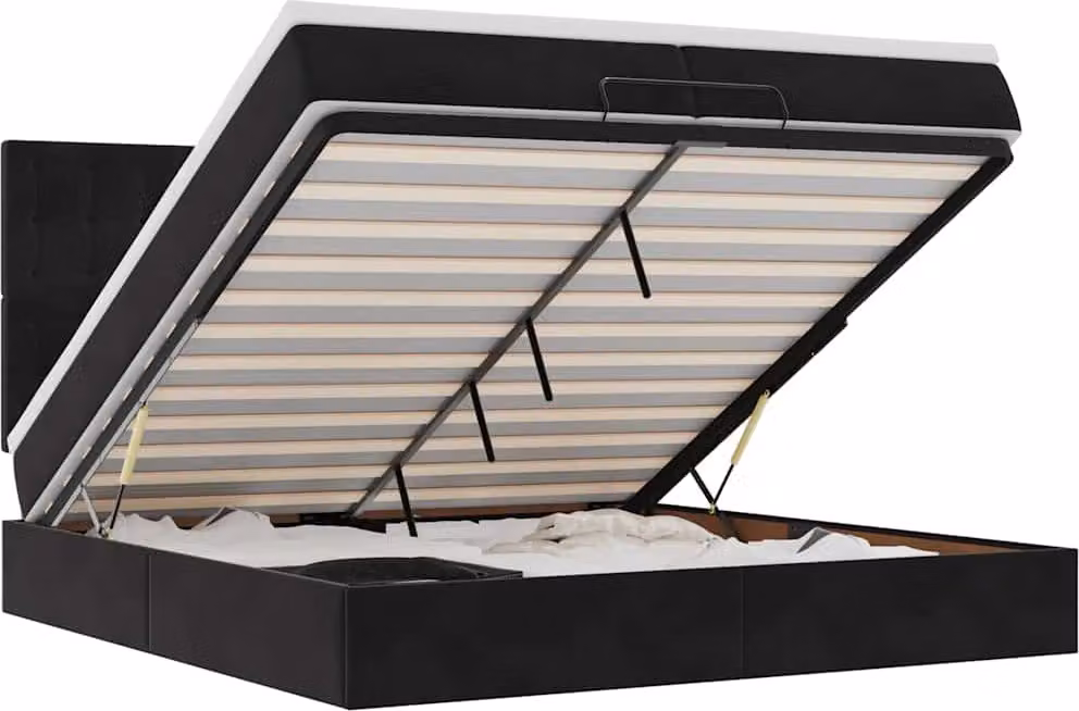 vidaXL Letto ottomano con materassi nero 200x200 cm in velluto