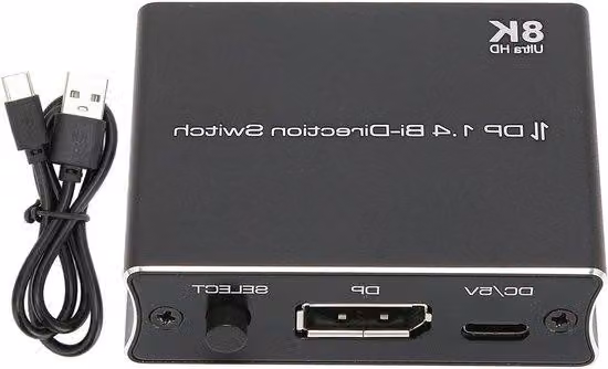 Commutatore DisplayPort 1.4: 8K a 30 Hz, 4K a 120 Hz, uscita 2 in 1 o 1 in 2