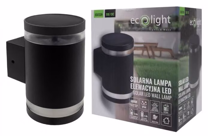 Lampada Solare Da Esterno Apparte Murale Da Giardino Led Soe-13S Ip44 Nera