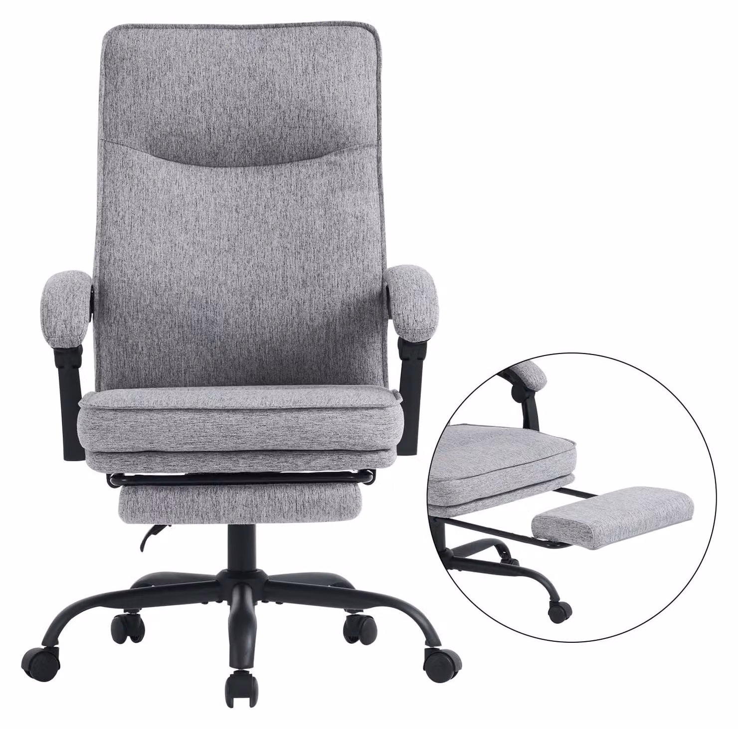 Sedia da ufficio in tessuto, colore grigio - Schienale ergonomico e regolabile - Capacità di carico: 150 kg