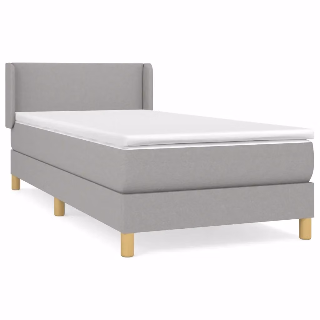 vidaXL Giroletto a Molle Ibrido con Materasso in Tessuto Grigio Chiaro e Bianco L/P/H: 200 x 100 x 88 cm – 2