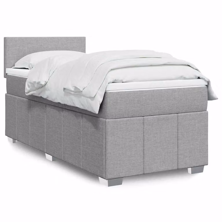 vidaXL Giroletto a Molle con Materasso Ibrido in Tessuto Grigio e Bianco L/P/H: 80 x 200 cm