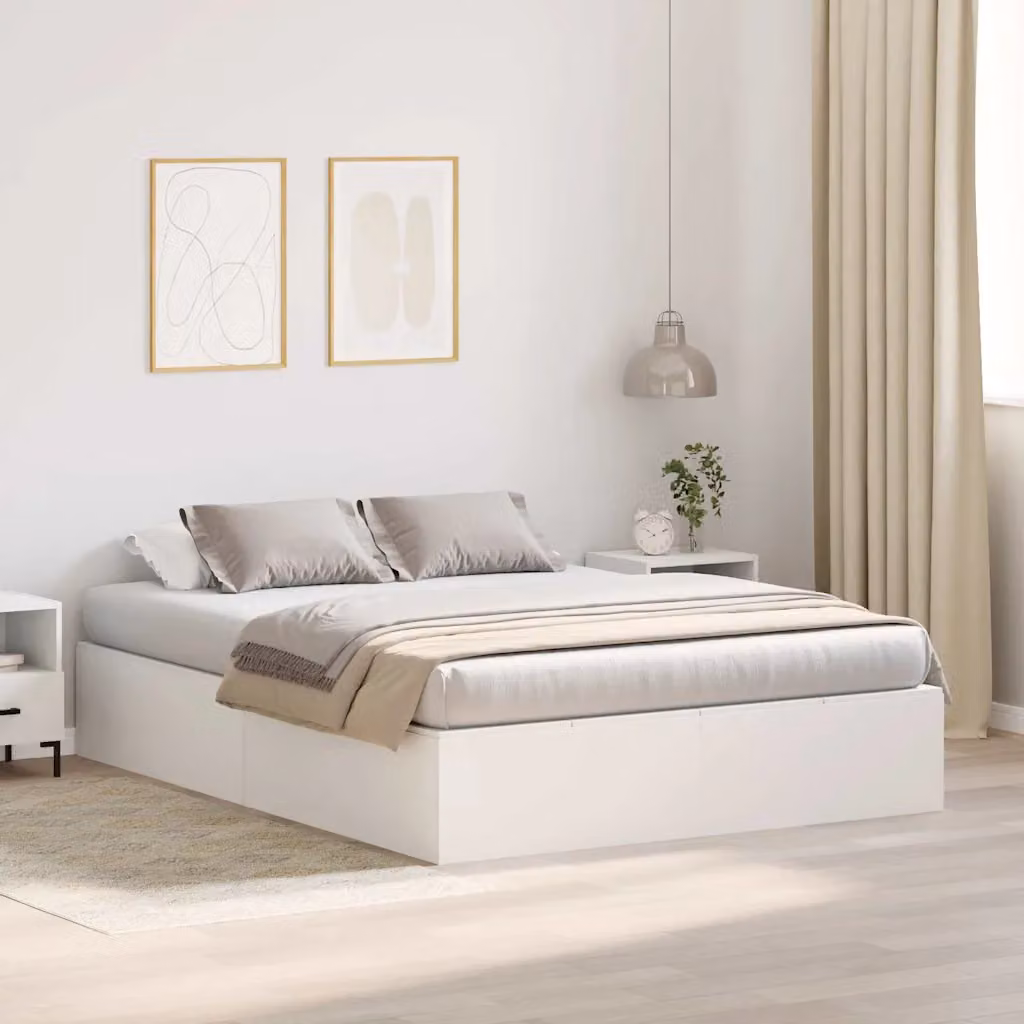 vidaXL Struttura letto con contenitore a sollevamento in legno di pino, colore Bianco, L 160 cm x P 200 cm