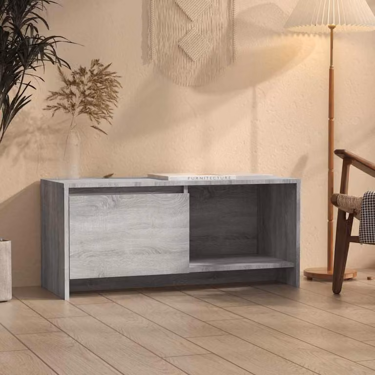 Mobile Porta TV vidaXL Grigio Sonoma in Truciolato e MDF con Ruote L 90 cm x P 35 cm x H 40 cm