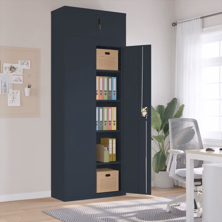 Armadio Classificatore vidaXL in Acciaio Antracite con Ripiani Regolabili e Serratura L/P/H: 90 x 40 x 240 cm