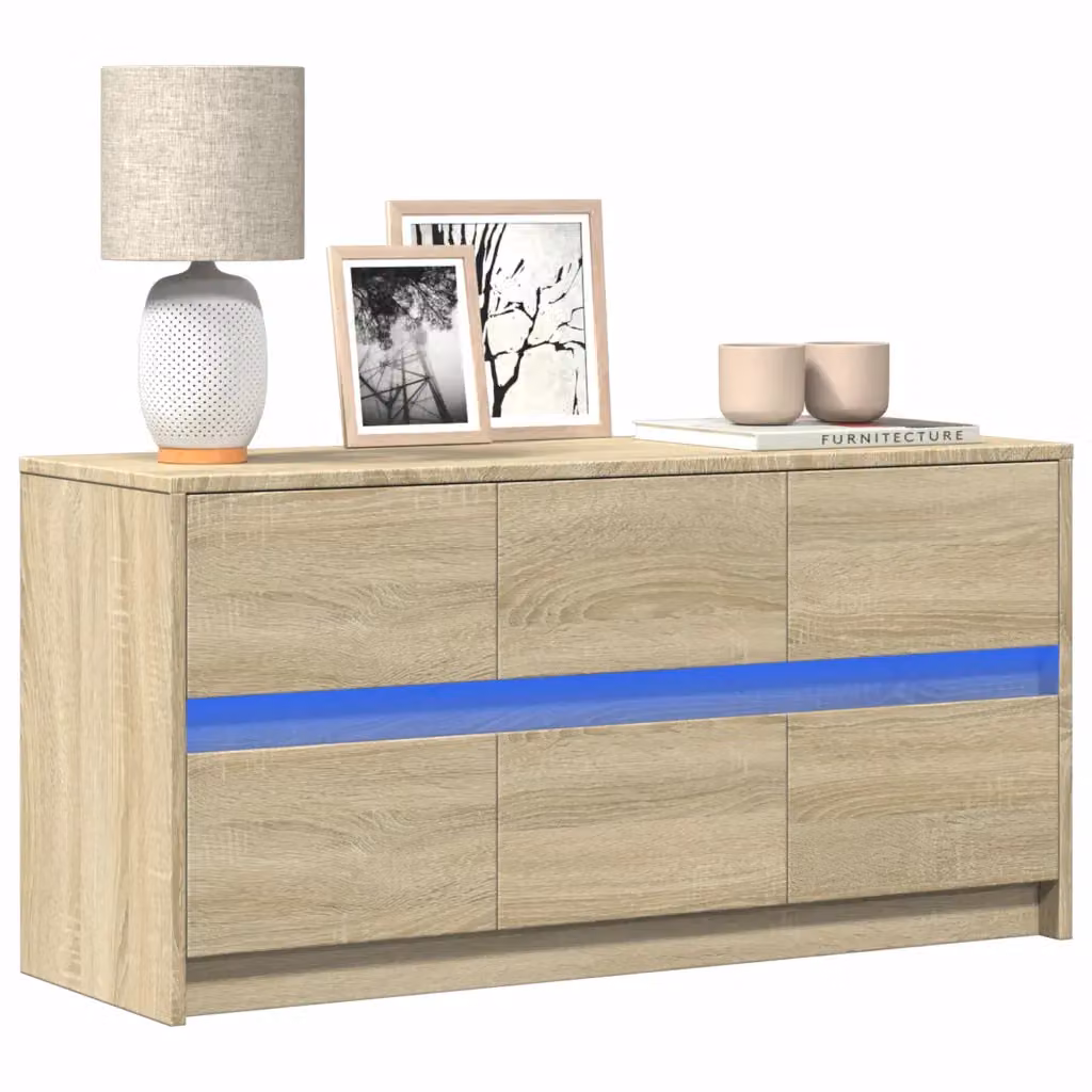 Mobile Porta TV con LED vidaXL in Rovere Sonoma, Marrone, L 100 cm x P 34 cm x H 50 cm
