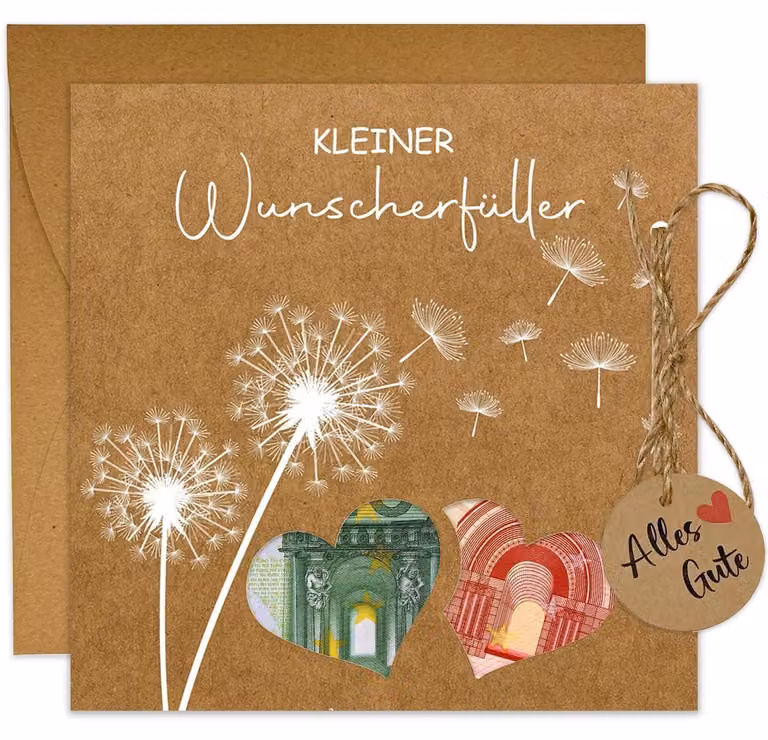 Confezione per regalo in denaro, con busta A6 in carta kraft, set