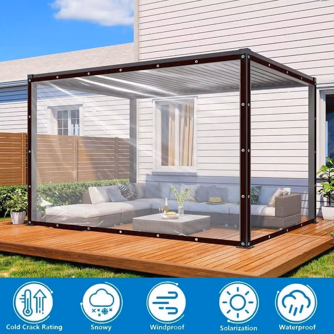 Telo di copertura trasparente - Impermeabile in PVC con occhielli - 2 x 3,5 m