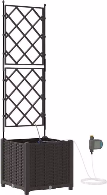 Fioriera da giardino moderna con irrigazione 40 x 40 x 142 cm acciaio marrone 02_0058524