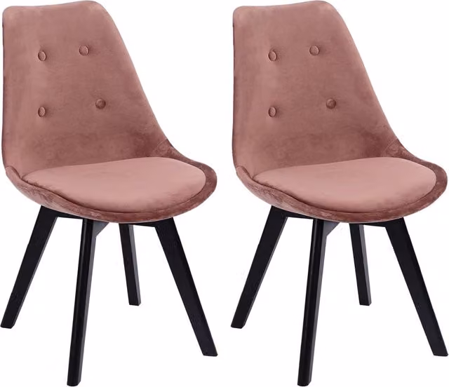 Set di 2 sedie in velluto rosa NORA con cuscino