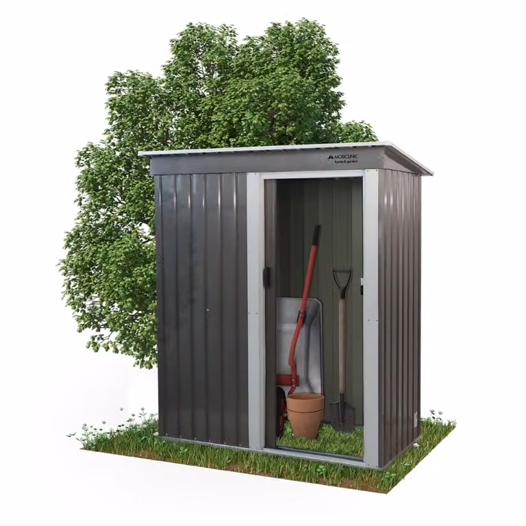 Casetta da giardino Mobiclinic Tetto a capanna resistente Porta scorrevole Chiusura a chiave Telaio robusto Nomi