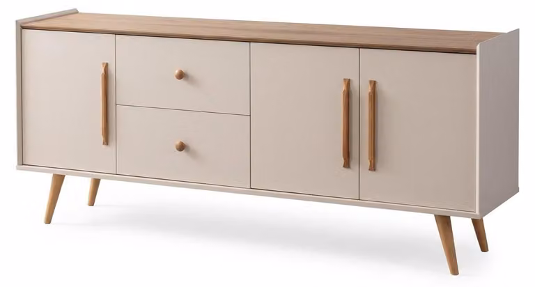 Credenza moderna, beige, armoniosa, funzionale, accogliente, esteticamente piacevole