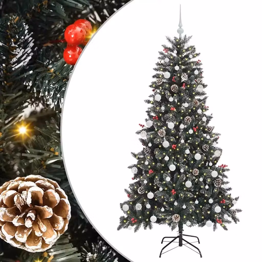 Albero di Natale artificiale con luci LED bianco caldo verde vidaXL Altezza: 180 cm – 2