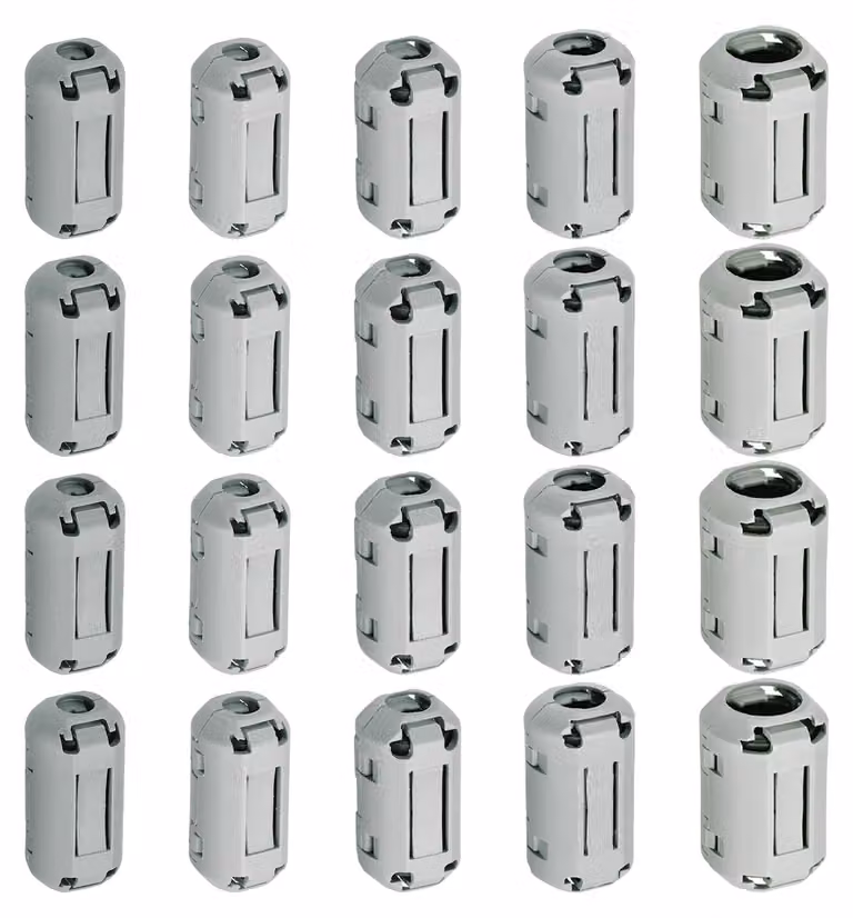 Anelli ferromagnetici con clip, confezione da 80 pezzi, filtro antirumore EMI, diametro interno da 3 a 13 mm, colore grigio